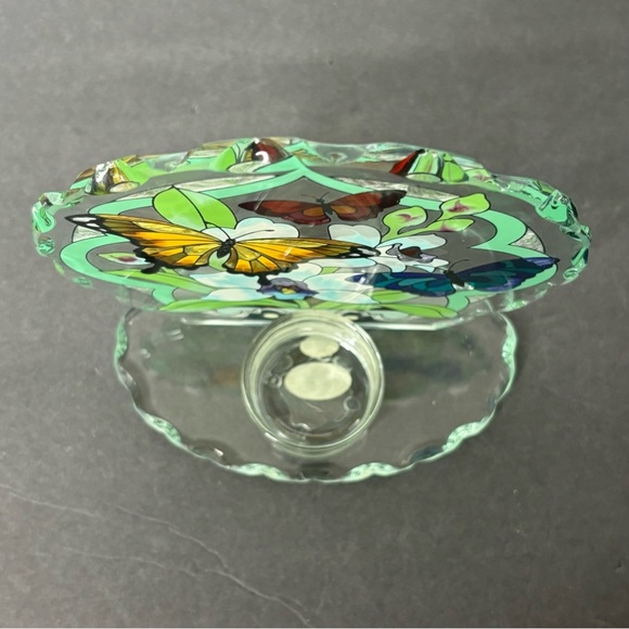 Butterflies - hand painted art glass - tea light holder-Joan Baker - Picture 5 of 9